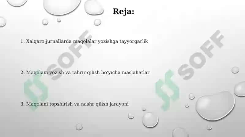 Halqaro jurnallarda maqola yozish va chop etish 2