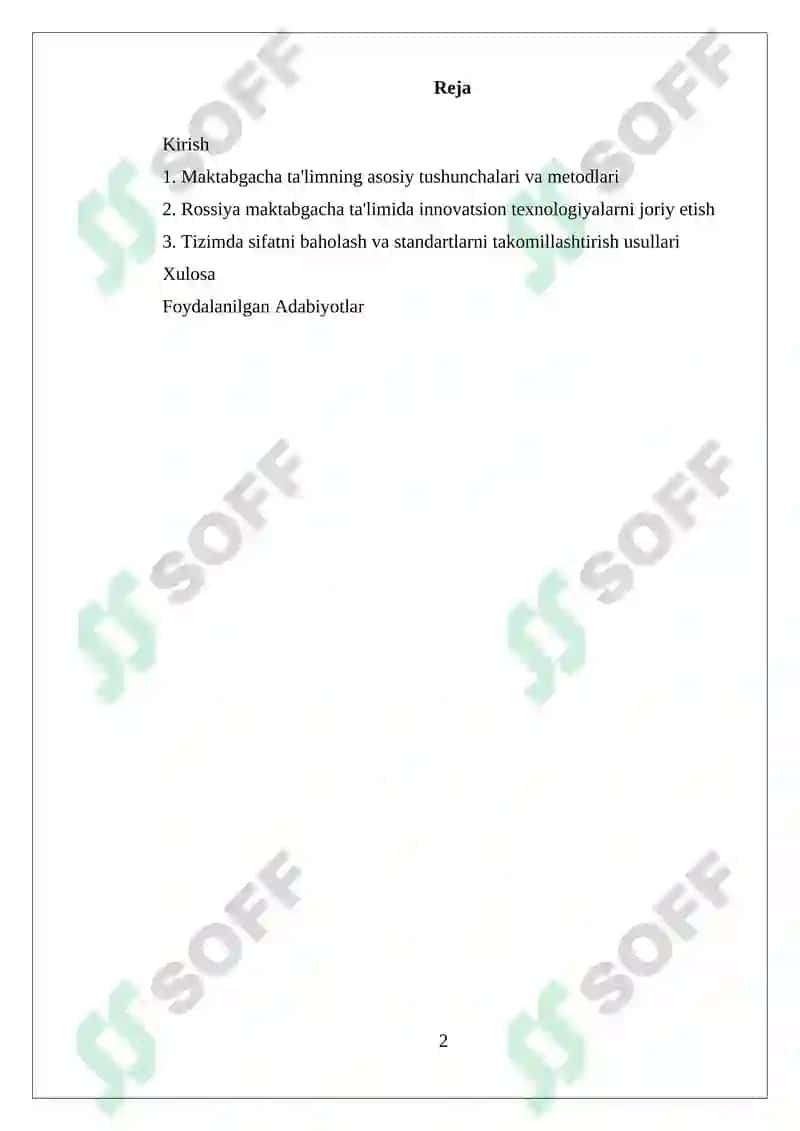 Rossiya Federatsiyasi Maktabgacha Ta'lim Tizimi 2