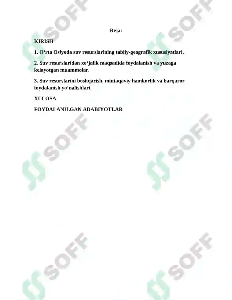 O‘rta Osiyoda suv resurslaridan foydalanish 2