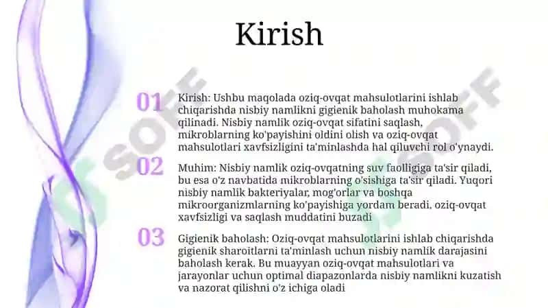 Ishlab Chiqarishda Nisbiy Namlikga Gigiyenik Baho Berish 2