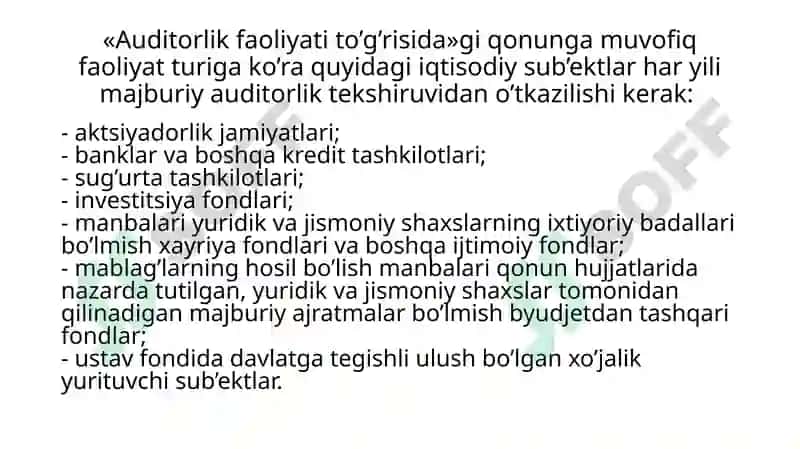 AUDITORLIK FAOLIYATINING TASHKILIY ASOSLARI 2
