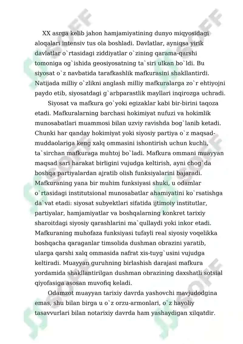XX asr va yangi asrdagi majorolarning mafkuraviy harakatlar 2