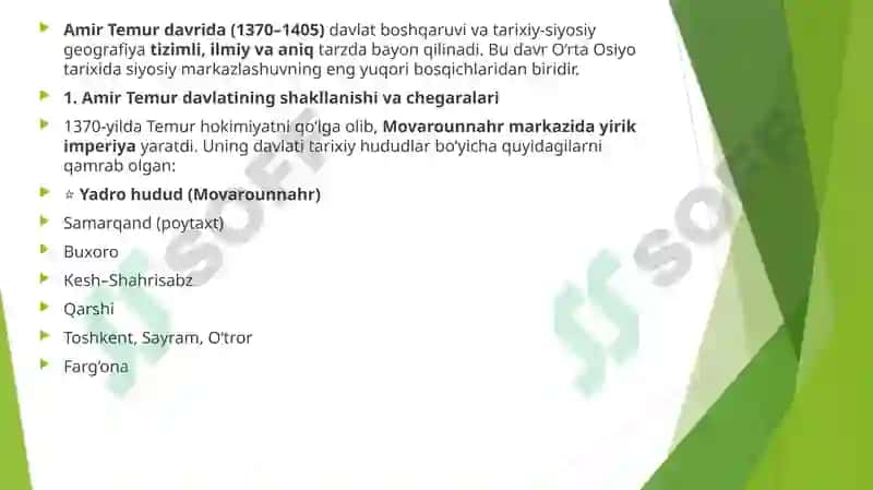 Amir Temur va Temuriylar davrida O'rta Osiyo tarixiy geografiyasi 2