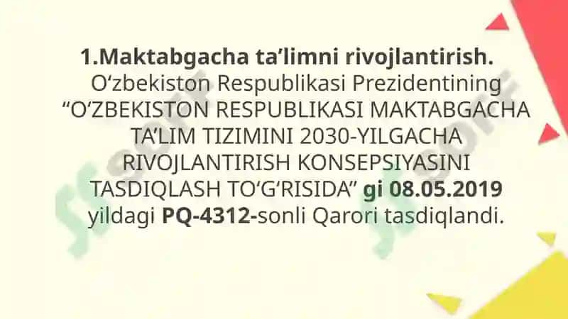 Maktabgacha ta’limni rivojlantirish 2