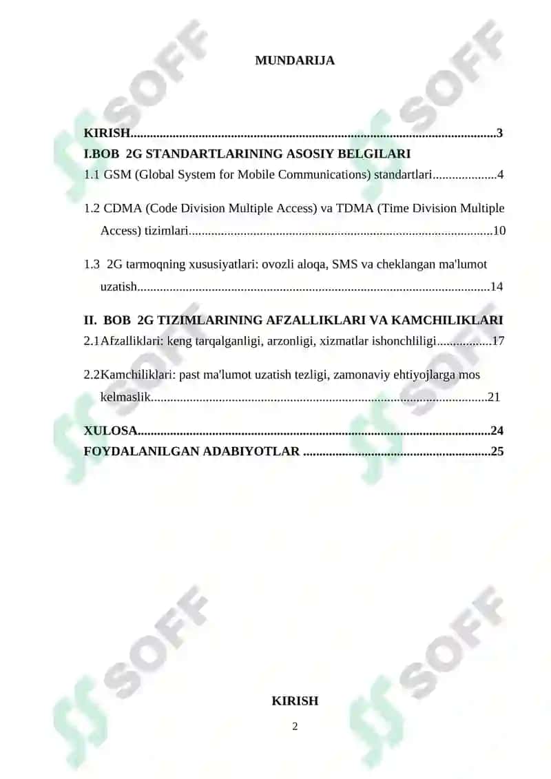 2G standartlari 2