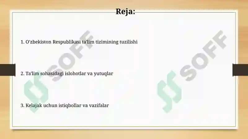 O'zbekiston Respublikasi ta'lim tizimi 2