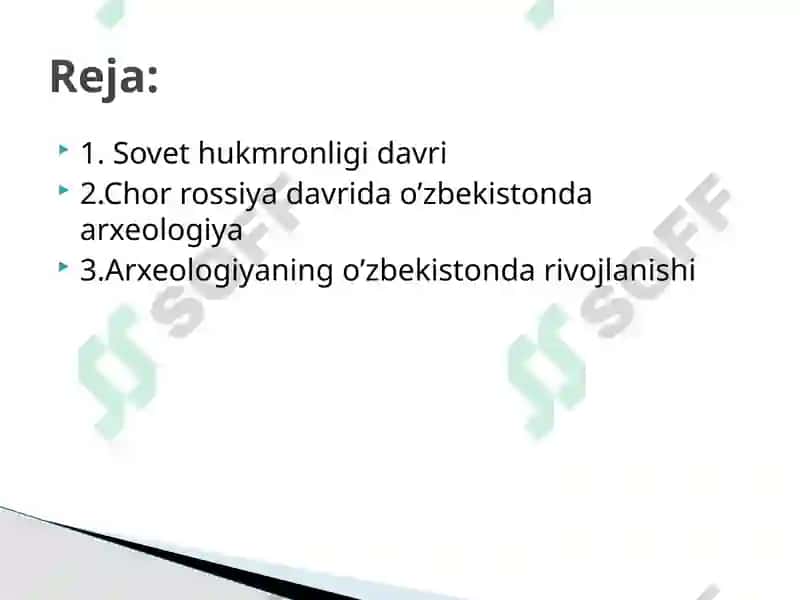 CHOR RASSIYASI VA SOVET HUKUMRONLIGI DAVRIDA OʻZBEKISTONDA ARXEOLOGIYA FANI 2