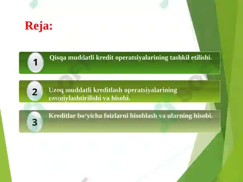 Тijorat banklarida kreditlash operatsiyalarining rasmiylashtirishi va hisobi 2
