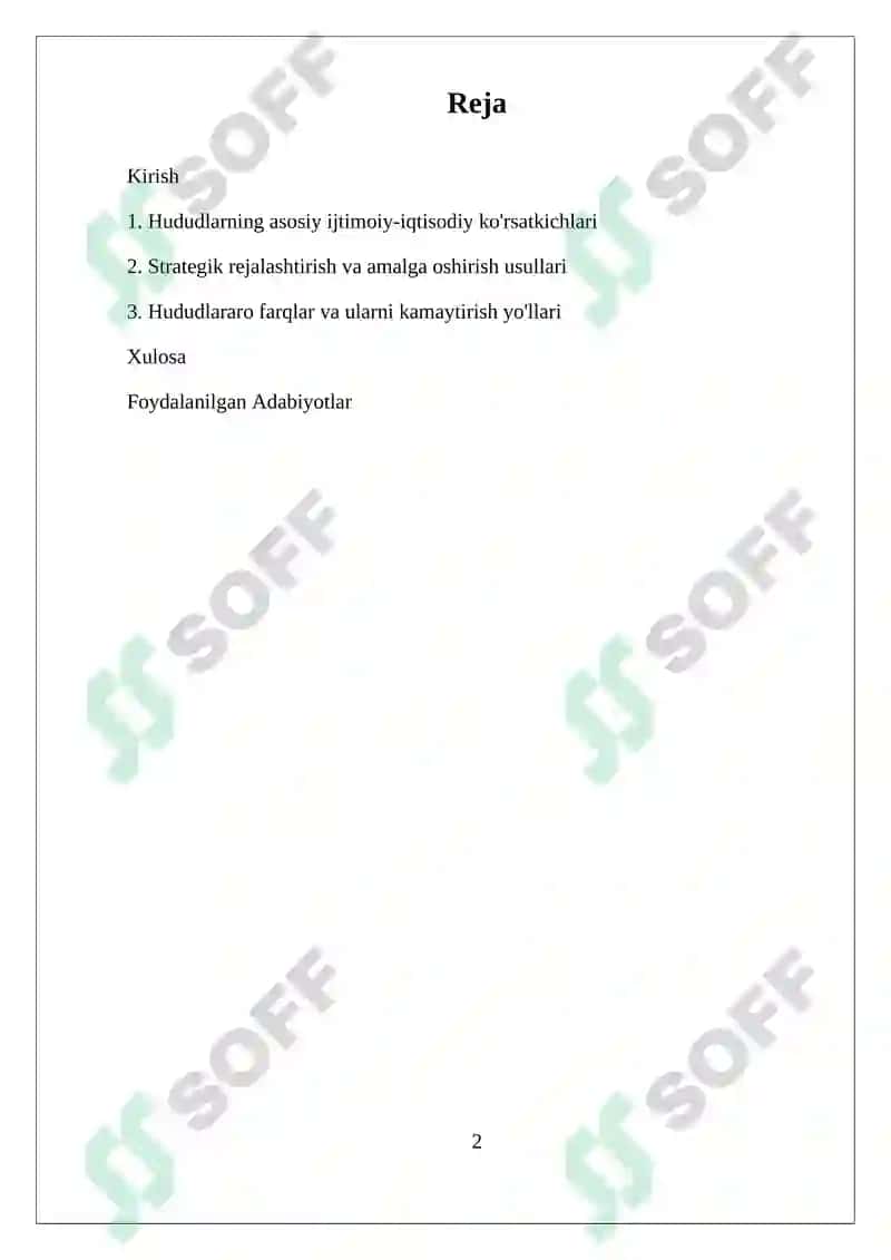 Hududlarning Ijtimoiy-Iqtisodiy Ko'rsatkichlarini Tahlil Qilish va Mo'ljalga Harakatlar Strategiyasi 2