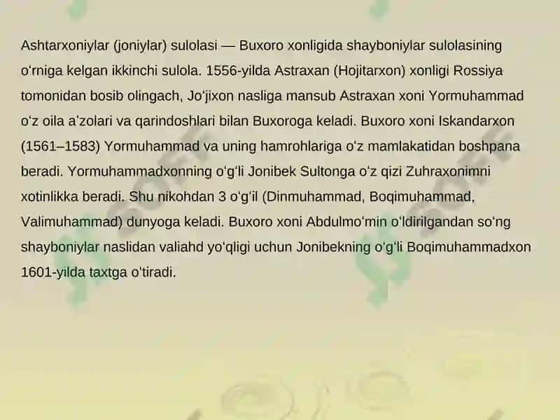Ashtarxoniylar  davrida  ilm-fan taraqqiyoti. Ashtarxoniylar davrida Buxoro xonligida ijtimoiy iqtisodiy hayot 2