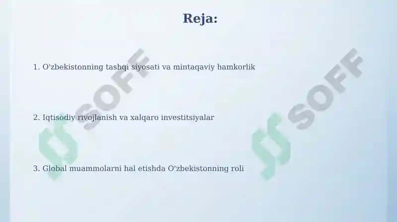O'zbekiston va jahon hamjamiyati 2