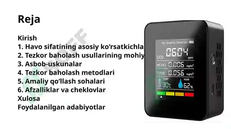 Xonalar havosining tozaligini tezkor usulda tekshirib baholash asoslari 2