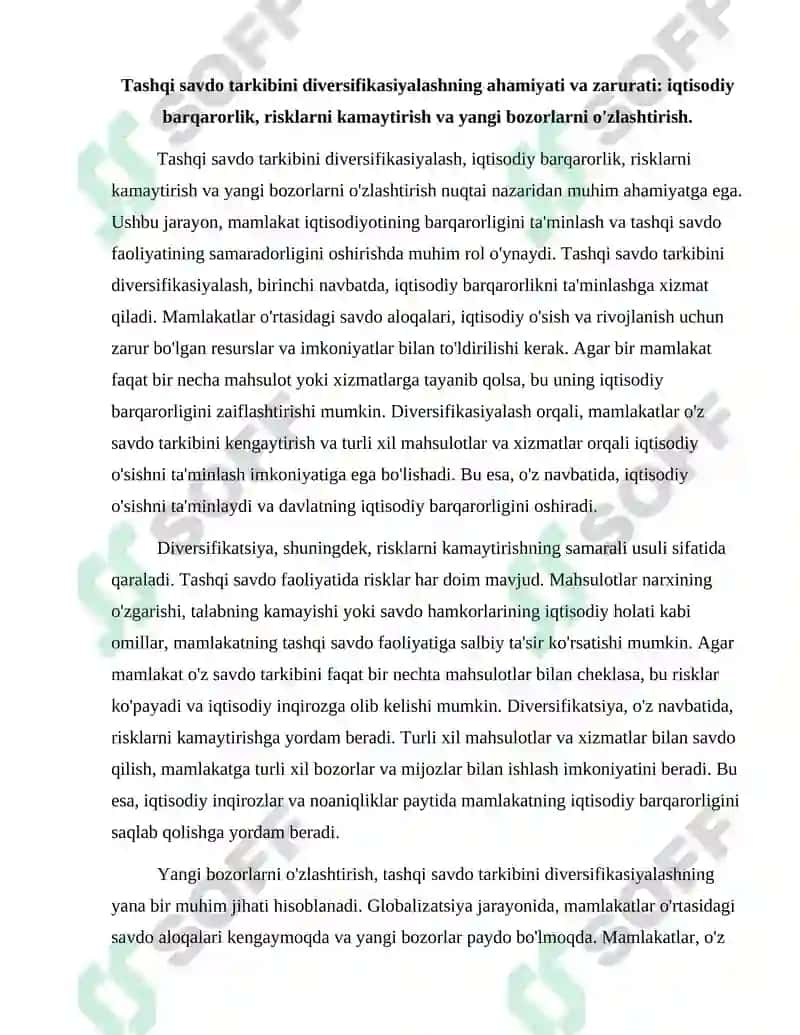 Tashqi savdo tarkibini diversifikasiyalash yollari 2
