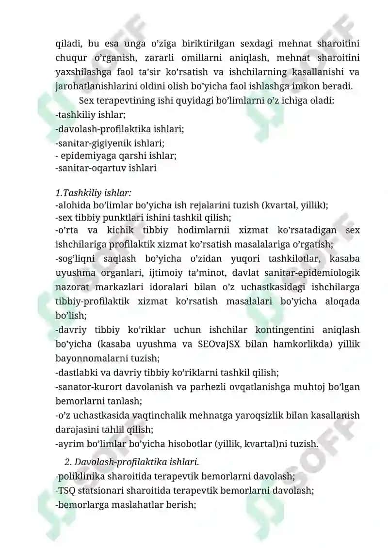 Ishlab chiqarishda uash ishining gigiyenik jihatlari. Korxonalarda sog’lomlashtirish tadbirlari. 2