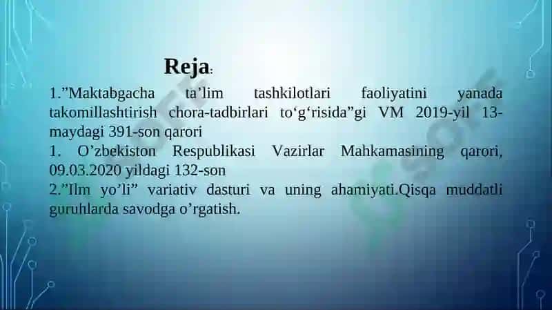 "Qisqa muddatli guruhlarda bolalarni maktabga tayyorlash" 2