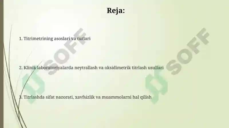Titrimetriya asoslari. Neytrallanish ve oksidimetriya usulining klinik laboratoriyalarda qollanishi 2