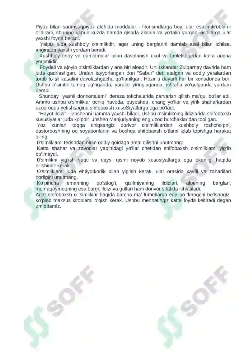 O`simliklarning shifobaxsh xususiyatlari 2