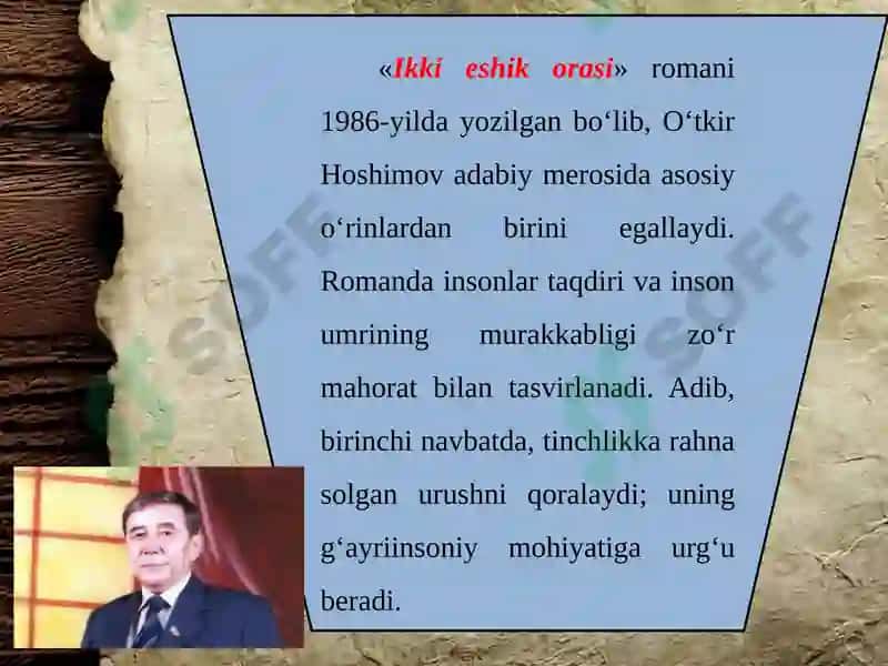 "IKKI ESHIK ORASI" ROMANIDAN 2