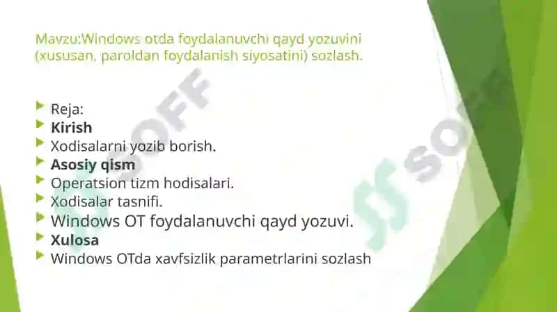 Windows OT foydalanuvchi qayd yozuvi 2