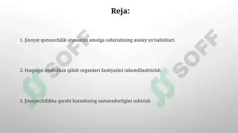 Jinoyat Huquqiga oid Siyosatni Amalga Oshirishning Asosiy Yo'nalishlari 2