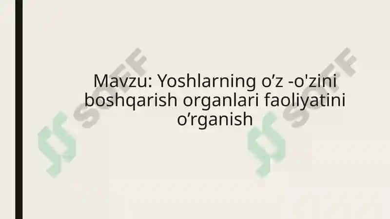 Yoshlarning o’z -o'zini boshqarish organlari faoliyatini o’rganish 2