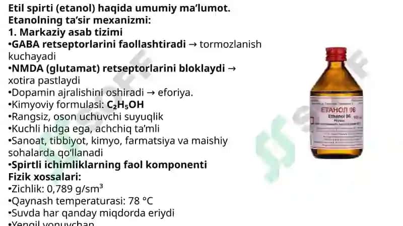 Etil spirti. Alkogolizm va uning asoratlari. 2