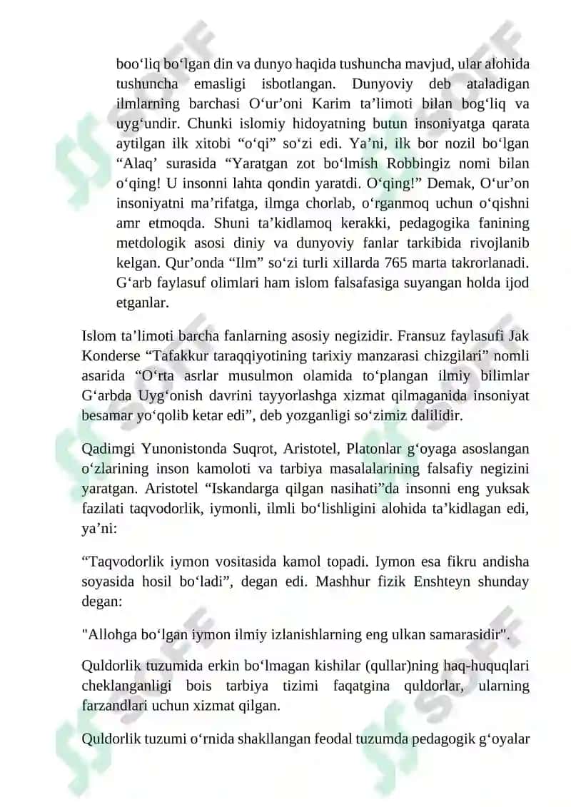 PEDAGOGIKA- SHAXS TARBIYASI VA RIVOJLANISHI TO‘G‘RISIDAGI FAN 2