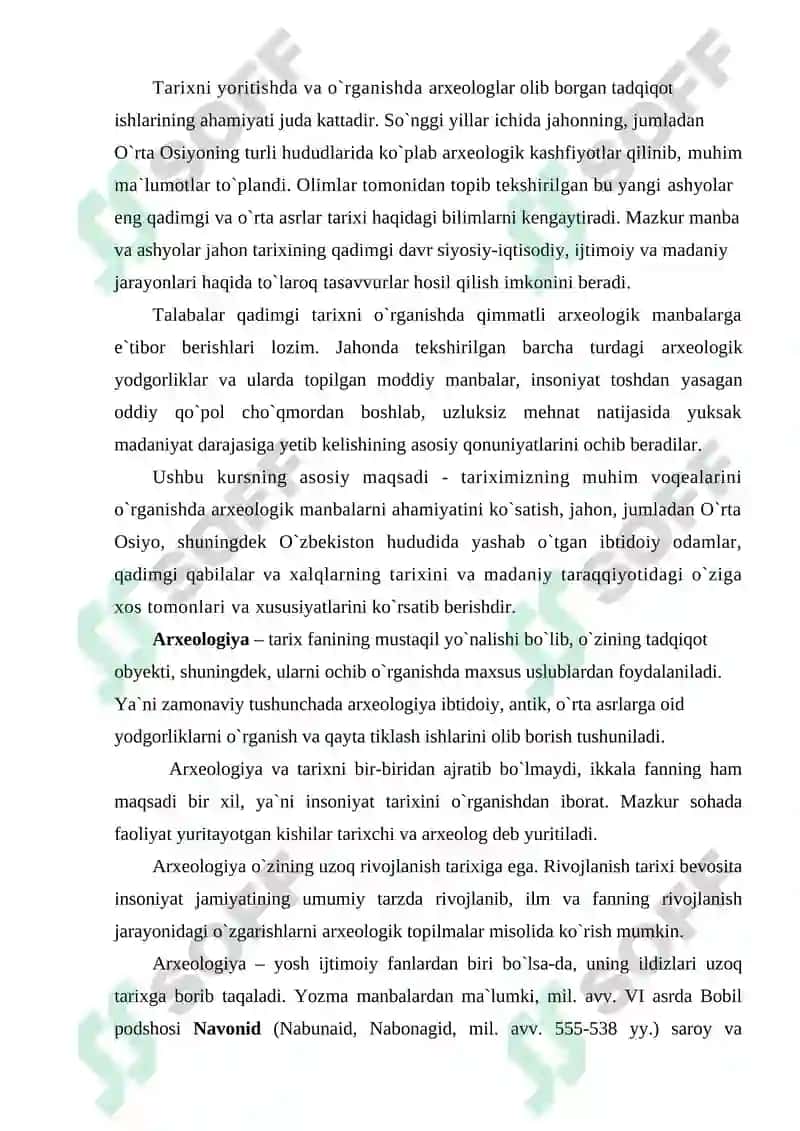 Arxeologiyaga kirish fanning predmeti, maqsadi va vazifasi 2