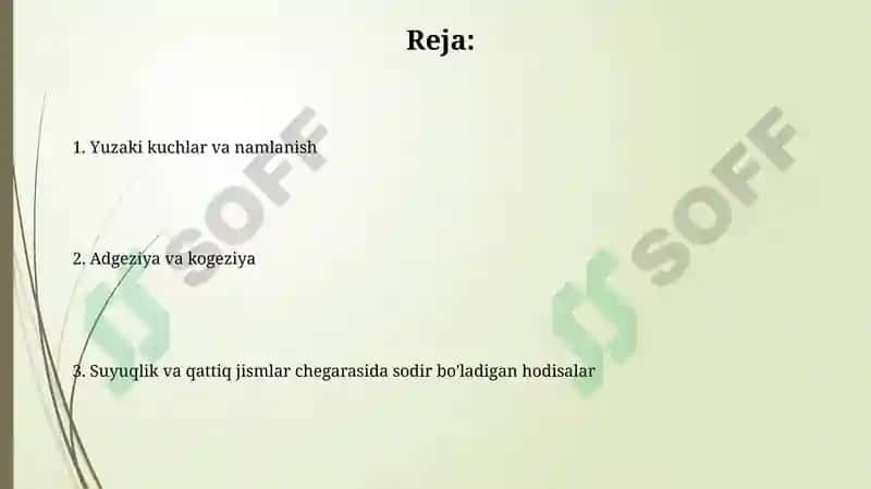 Qattiq Jismlar bilan Suyuqlikning o'zaro ta'siri hodisalari 2