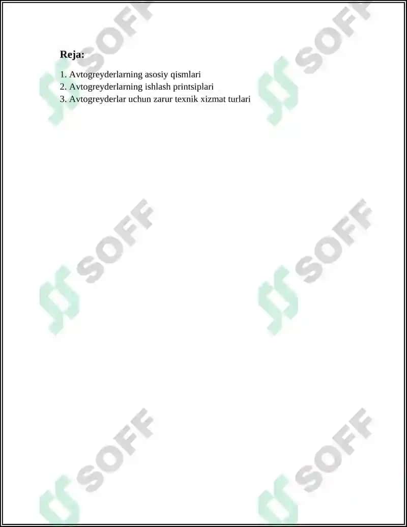 AVTOGREYDERLARNI ISHLASH TEXNOLOGIYASI 2