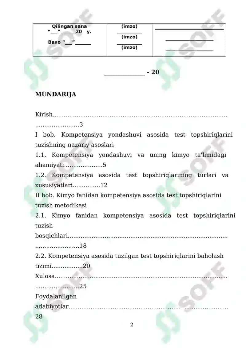 Kimyo fanini oʻqitishda kompetensiya asosida test topshiriqlarini tuzish 2