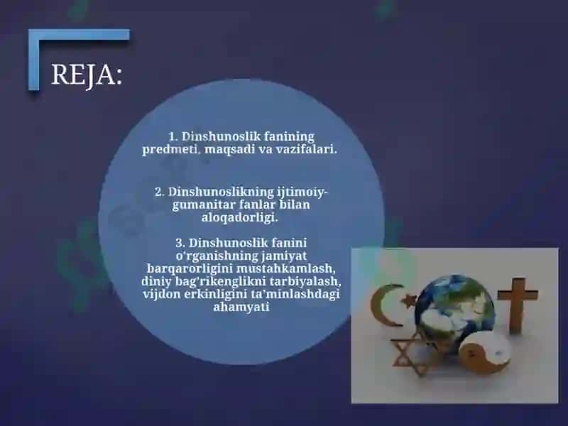 DINSHUNOSLIK FANINI PREDMETI MAQSADI VA VAZIFALARI 2