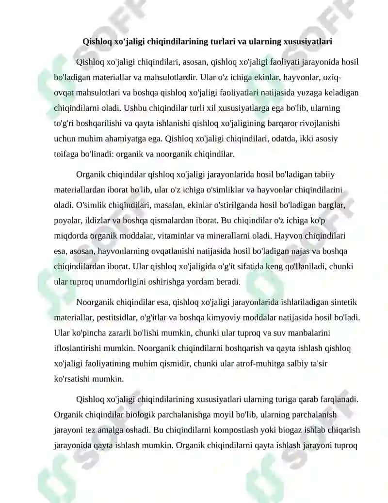 Qishloq xo'jaligi chiqindilari 2