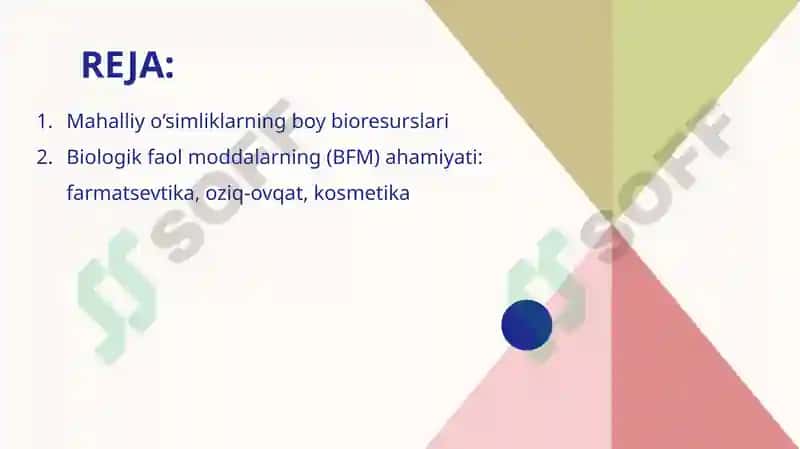 Mahalliy o’simliklarda biologik faol modda ajratish texnologiyasini ishlab chiqish 2