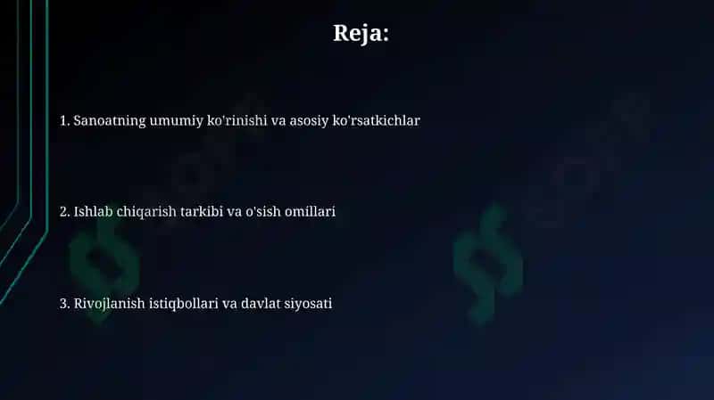 Sanoat Ishlab Chiqarish va O'sish Davlat Siyosati 2