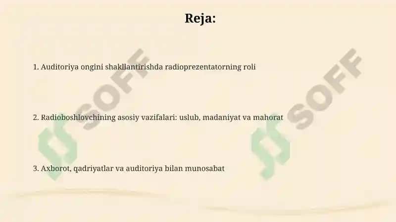 Radioboshlovchining auditoriya ongini shakllantirishda asosiy vazifalari 2
