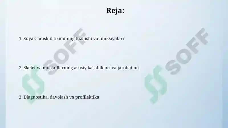 Tayanch harakatlanish sistemasi. Skelet va muskullar 2