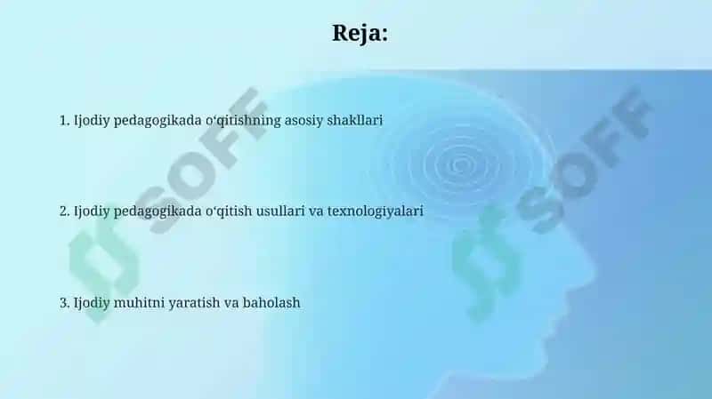 Kreativ pedagogika fanining oʻqitishning asosiy shakllari 2