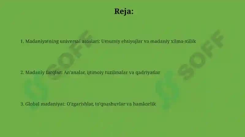 Dunyo xalqlari madaniyatidagi umumiylik va farqlar 2