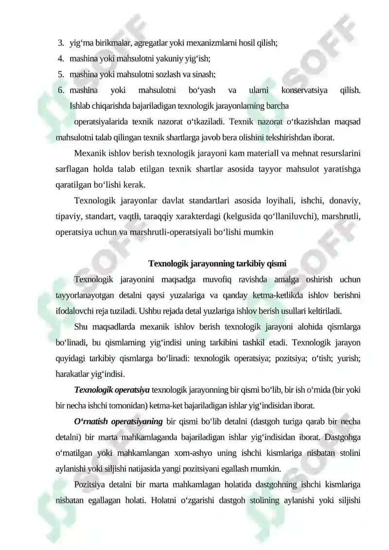 MASHINASOZLIKDA DETALLAR TAYYORLASH TEXNOLOGIK JARAYONLAR MARSHRUT REJALARINI TUZISH 2