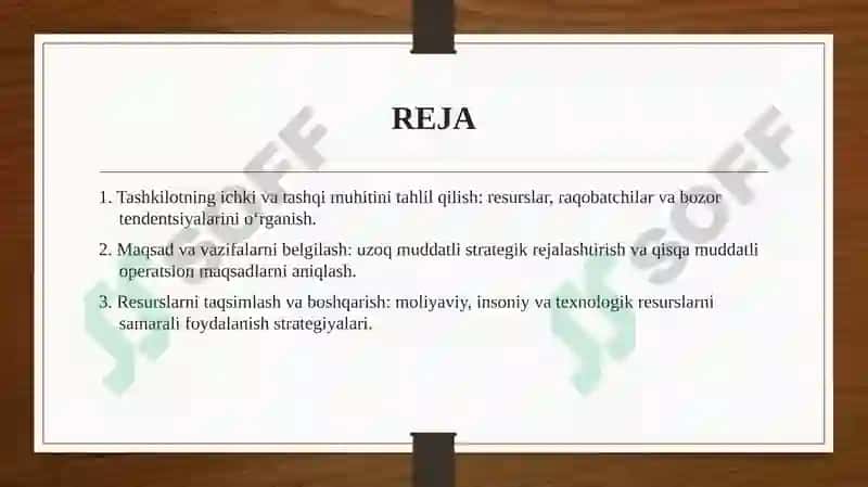 Biznesni tashkil etish tuzilishi va strategiyasi 2