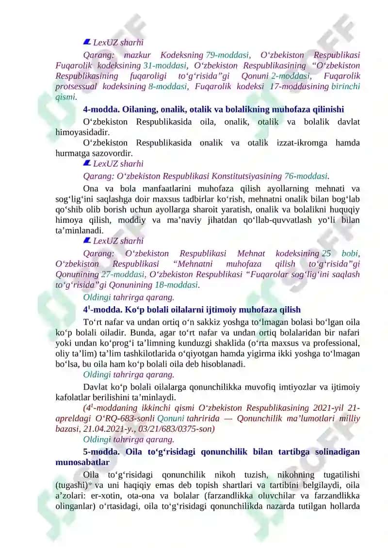 O‘zbekiston Respublikasining Oila Kodeksi 2