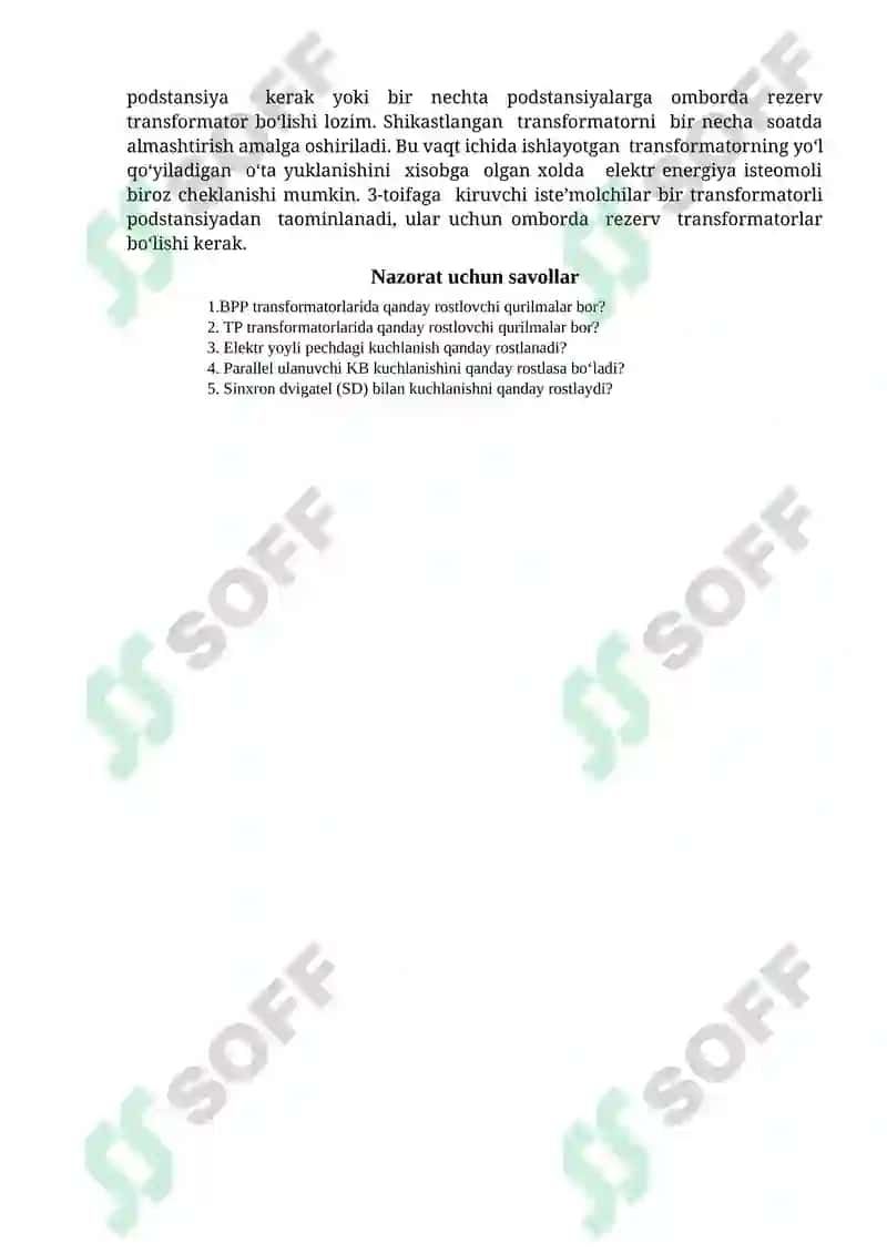 Transformatorlar soni va quvvatini dastlabki tanlash 2