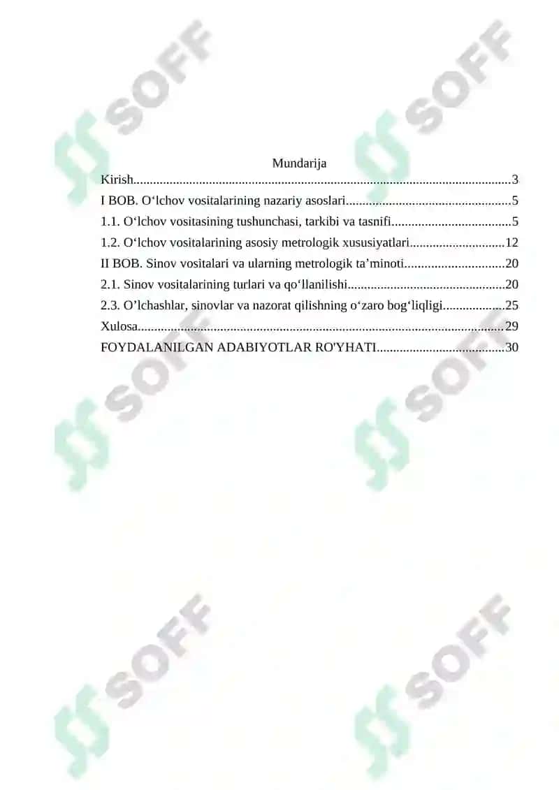 O‘lchov vositalari va sinov vositalarini tahlil qilish 2