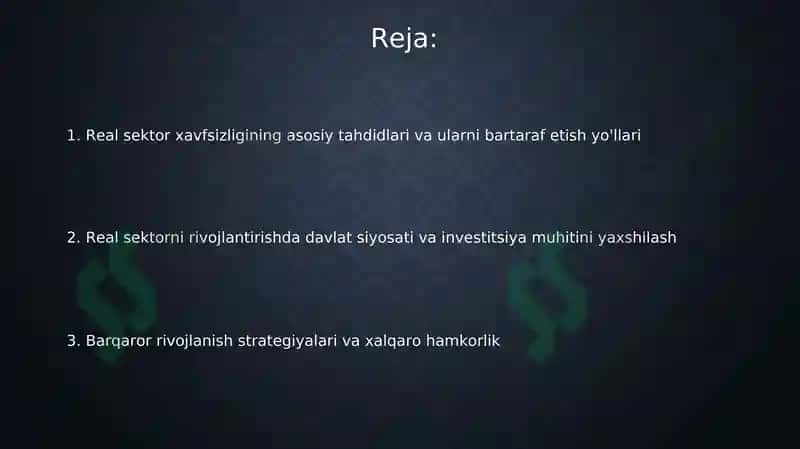 Iqtisodiyotning realsektorining xavfsizligini ta’minlash yo‘llari 2