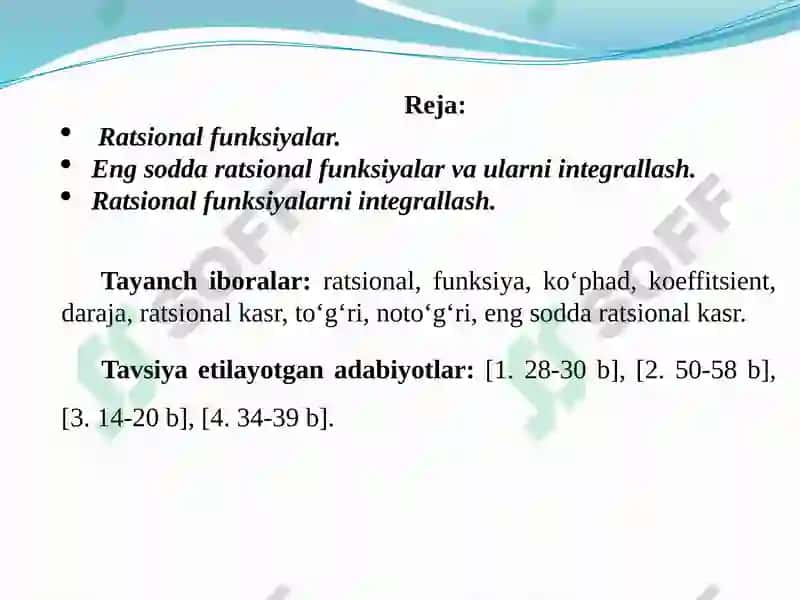 Ratsional funksiyalarni integrallash 2
