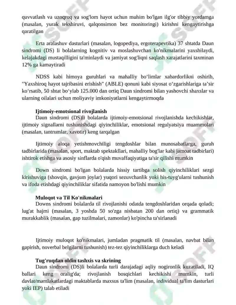 Daun sindromi (Down syndrome) li bolalar uchun inklyuziv ta'lim 2
