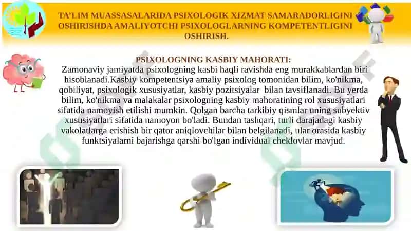 TA’LIM MUASSASALARIDA PSIXOLOGIK XIZMAT SAMARADORLIGINI OSHIRISHDA AMALIYOTCHI PSIXOLOGLARNING KOMPETENTLIGINI OSHIRISH 2