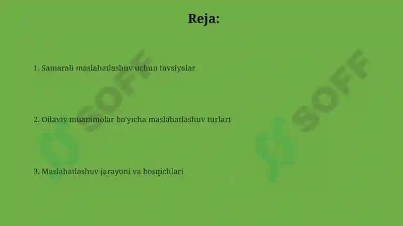 Oilaviy muammolar bo'yicha maslahatlashuv 2