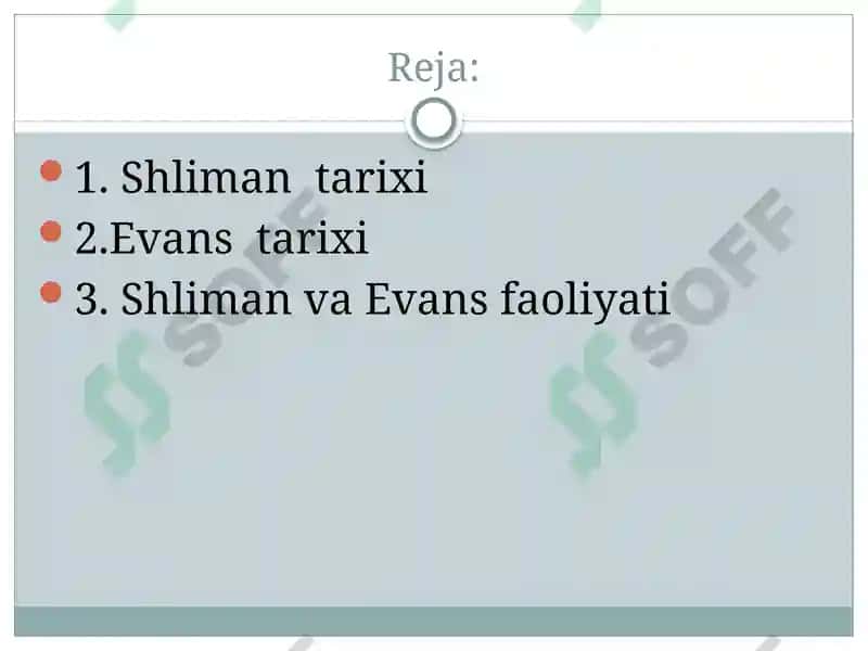 Shliman va Evans faoliyati 2